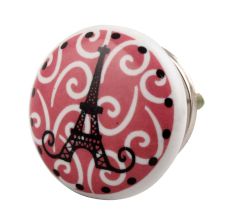 Pink Paris Eiffel Tower Flat Dresser Knob