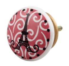 Pink Paris Eiffel Tower Flat Dresser Knob