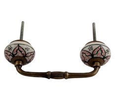 Black Flower Ceramic Bridge Cabinet Handle