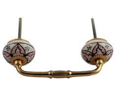 Black Flower Ceramic Bridge Cabinet Handle