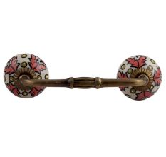 Peach Leaf Ceramic Floral Bridge Cabinet Handle