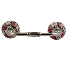 Peach Leaf Ceramic Floral Bridge Cabinet Handle