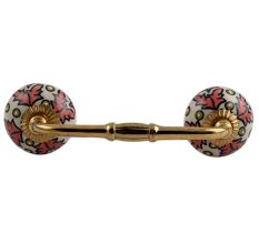 Peach Leaf Ceramic Floral Bridge Cabinet Handle
