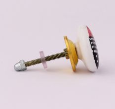 Black Pink Ceramic Flat Dresser Knob