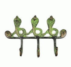 Bronze Cobra Wall Hooks with Patina
