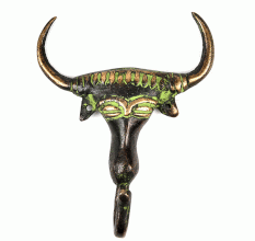 Bronze Tribal Bull Face Wall Hooks