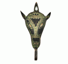 Tribal Bronze Horse Face Hooks with Patina