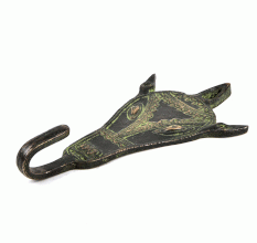 Tribal Bronze Horse Face Hooks with Patina