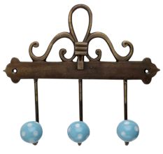 Turquoise White Dot Ceramic Iron Hooks