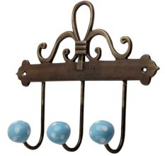 Turquoise White Dot Ceramic Iron Hooks