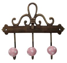 Pink White Dot Ceramic Iron Hooks