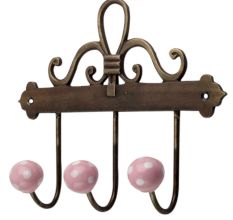 Pink White Dot Ceramic Iron Hooks