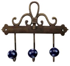 Navy Blue White Dot Ceramic Iron Hooks