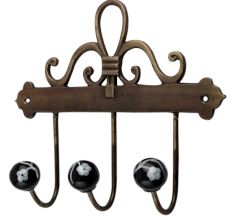 Black Floral Ceramic Iron Hooks