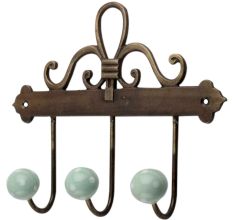Sage Green White Dot Ceramic Iron Hooks