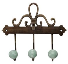 Sage Green White Dot Ceramic Iron Hooks