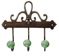 Pea Green White Dot Ceramic Iron Hooks