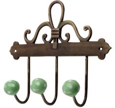 Pea Green White Dot Ceramic Iron Hooks