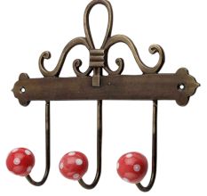 Red White Dot Ceramic Iron Hooks