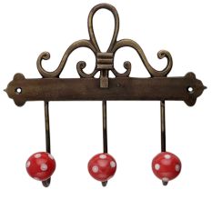 Red White Dot Ceramic Iron Hooks