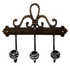 Black Floral Ceramic Iron Hooks