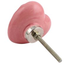 Pink Heart Etched Ceramic Drawer Knob