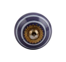 Purple Striped Small Ceramic Drawer Knob