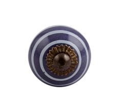 Purple Striped Small Ceramic Drawer Knob