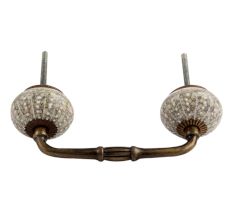 White Embossed Bridge Wardrobe Handle