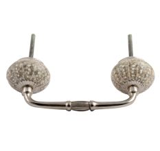 White Embossed Bridge Wardrobe Handle