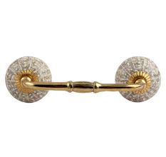White Embossed Bridge Wardrobe Handle