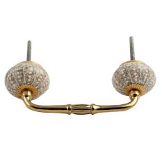 White Embossed Bridge Wardrobe Handle