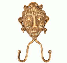 Bronze Tribal Face Mask Wall Hooks