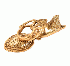 Golden Bronze Wolf Two Peacocks Knocker