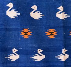 Blue Handmade Durry Floral Duck Design