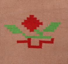 PinkÂ Hand Knotted Durry With Red Flower