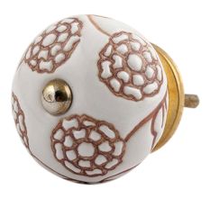White Brown Marigold Floral Knob