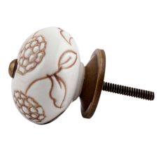 White Brown Marigold Floral Knob