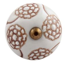 White Brown Marigold Floral Knob