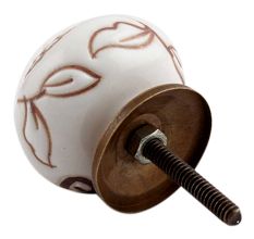 White Brown Marigold Floral Knob