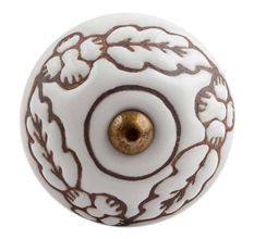 White Brown Leaf Flower Etched Knobs