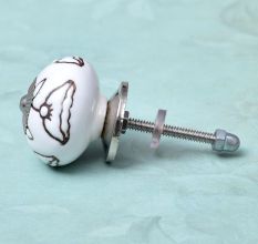 Calla Lily Brown Etched Ceramic Floral Dresser Knob