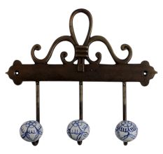 Blue Floral Ceramic Iron Hooks