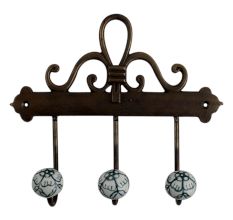 Forest Green Floral Ceramic Iron Hooks