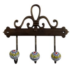 Yellow Floral Ceramic Iron Hooks