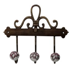 Pink Floral Ceramic Iron Hooks