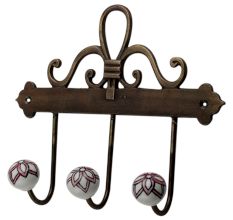 Pink Floral Ceramic Iron Hooks