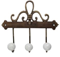 White Crackle Ceramic Iron Hooks