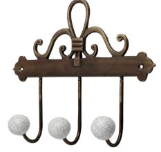 White Crackle Ceramic Iron Hooks