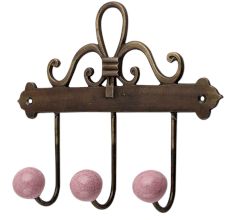 Pink Crackle Ceramic Iron Hooks